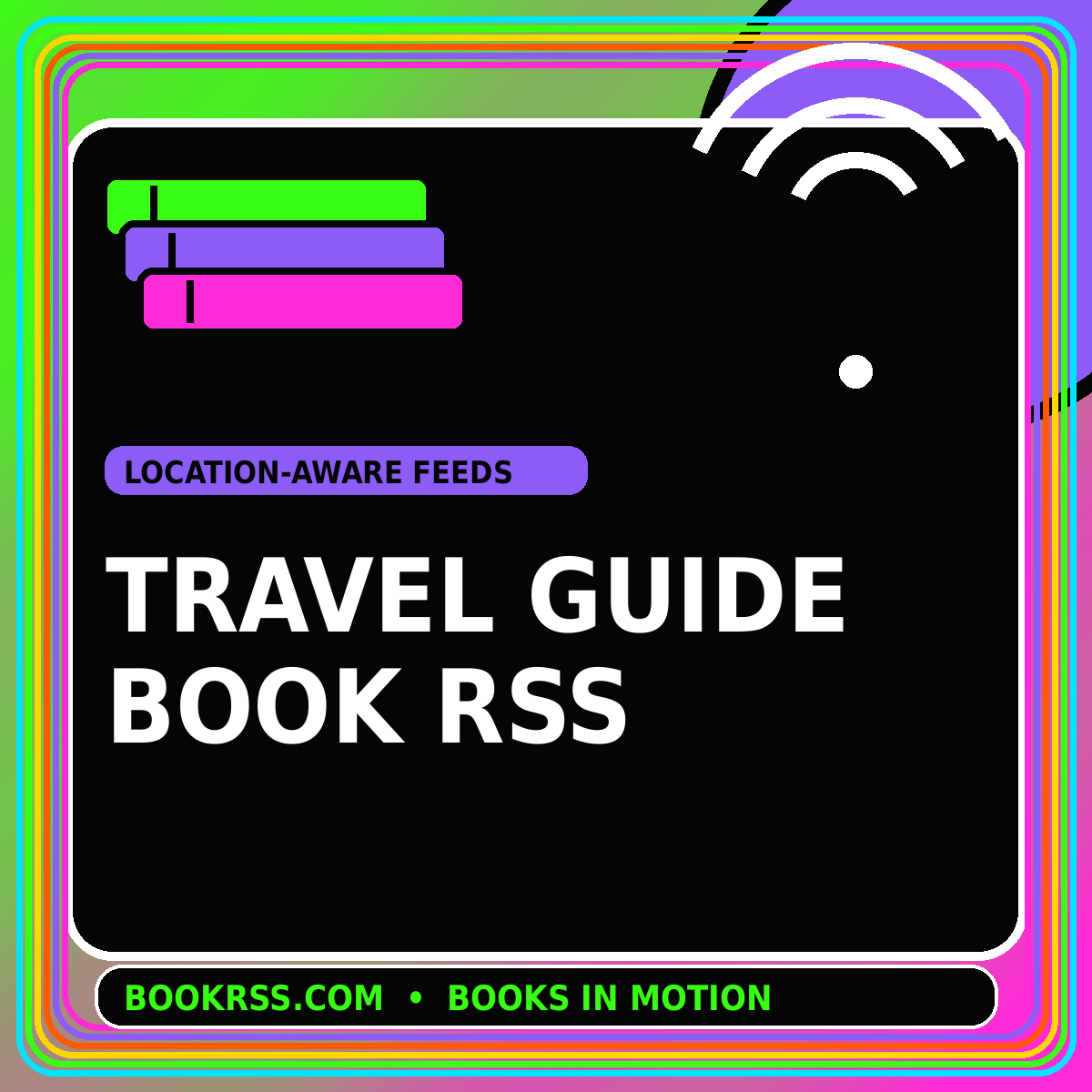 Neon editorial card for Travel & City Guide Book RSS